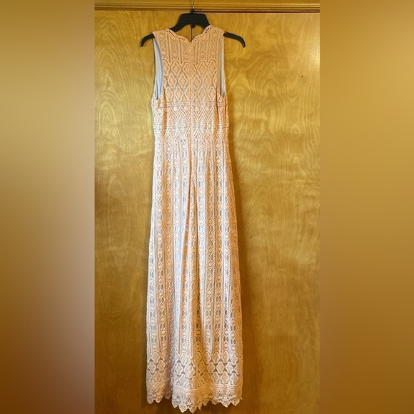 Anthropologie KOROVILAS Calantha Laced In Maxi Dress In Light Peach. Size S - Picture 11 of 16